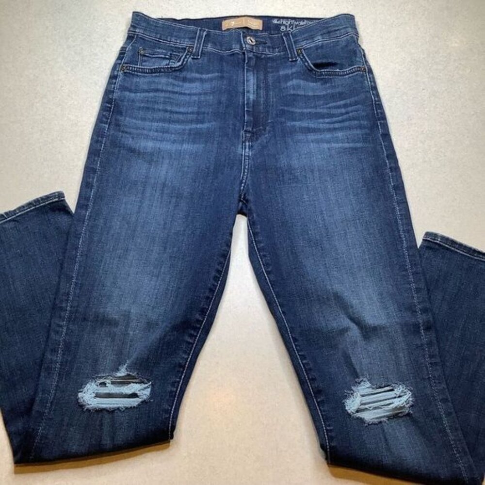 7 For All Mankind Jeans 27 B(Air) High Waist Ankle Skinny Authentic Myst… - Picture 3 of 7